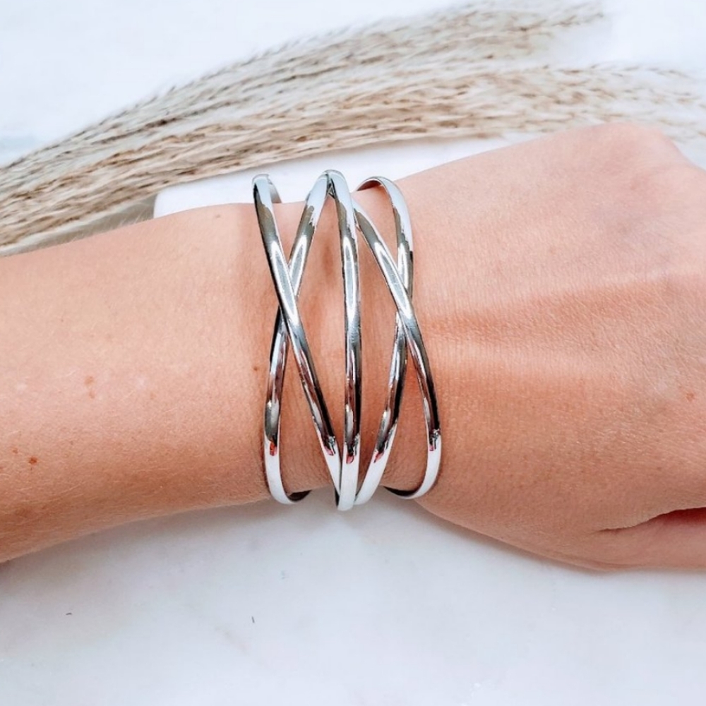 Silver Colored Criss Cross Bracelet